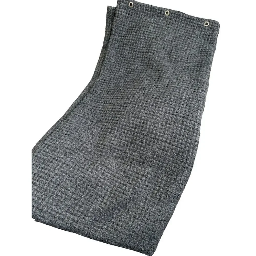 MARLED CHARCOAL GRAY WOVEN, FABRIC SHOWER CURTAIN, WAFFLED/BASKET WEAVE! SZ- STD